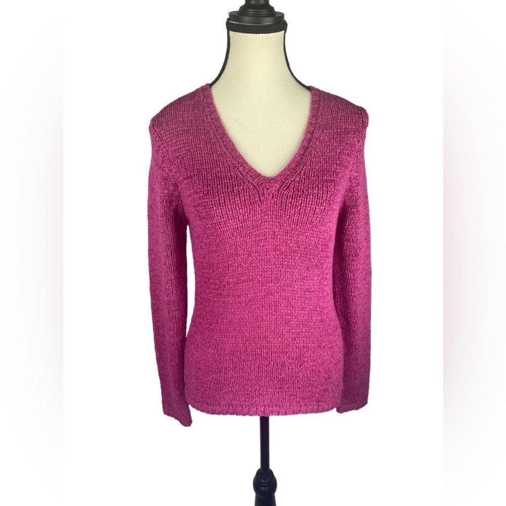 Karen Kane Fuchsia Long Sleeve CottonโBlend v-neck lightweightโ Sweater sz M
